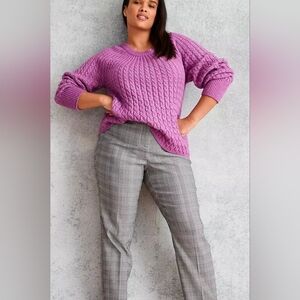 LANE BRYANT Purple Cable Knit Sweater Size 18/20 Plus Polyester Blend
